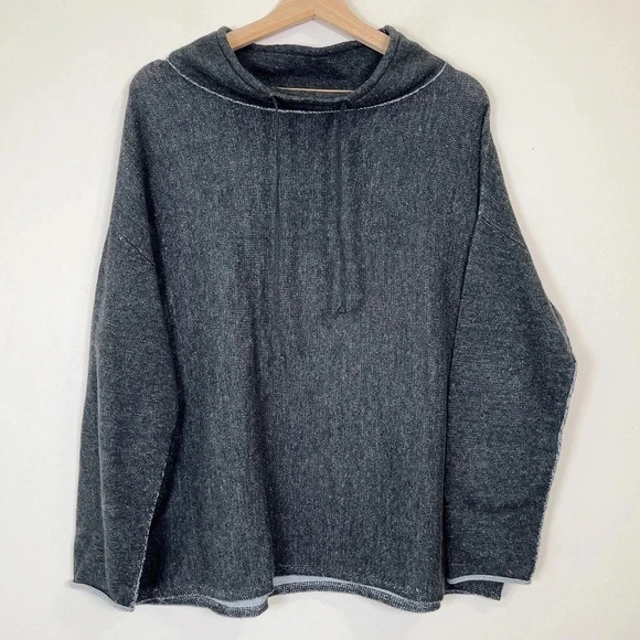 Eileen Fisher Womens Size Small Tunnel Neck Long Sleeve Heathered Grey Top - Picture 5 of 15